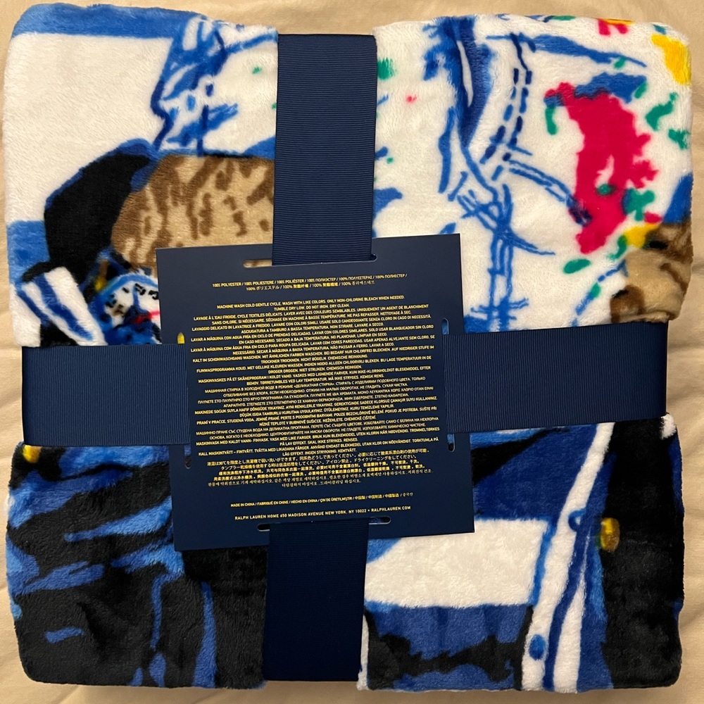 Polo Ralph Lauren Polo Bear Striped Blanket Throw, BRAND NEW - Picture 4 of 5